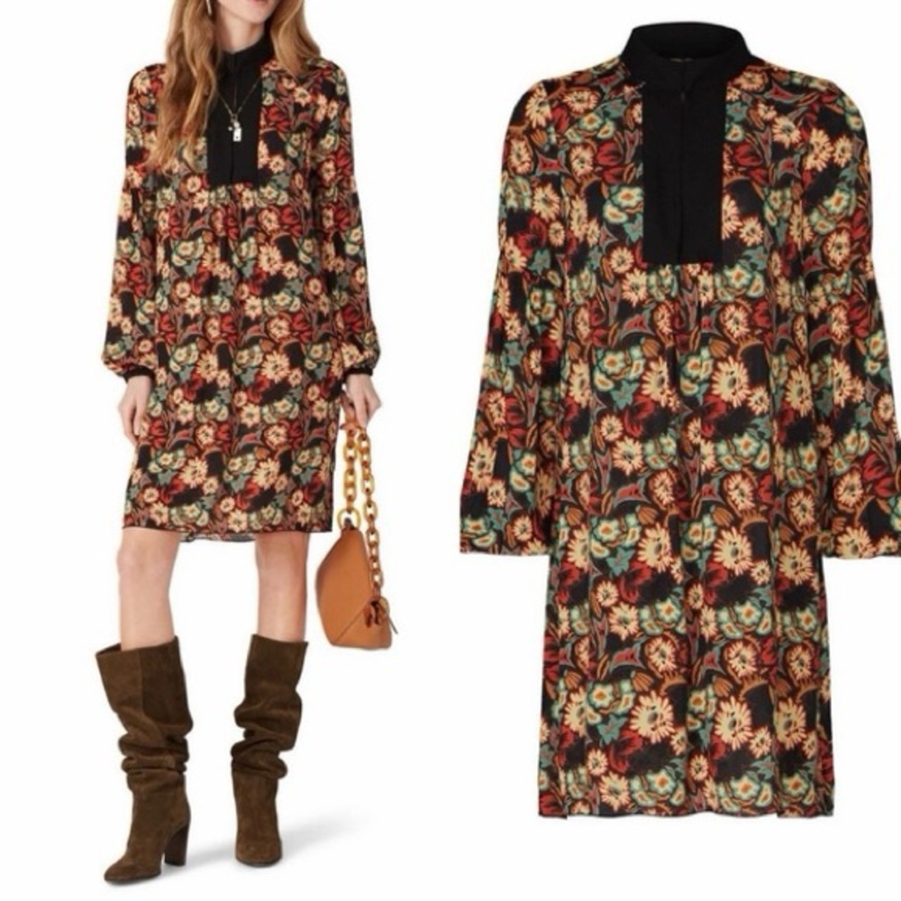 Anna Sui Floral Larkspur Fields Dress